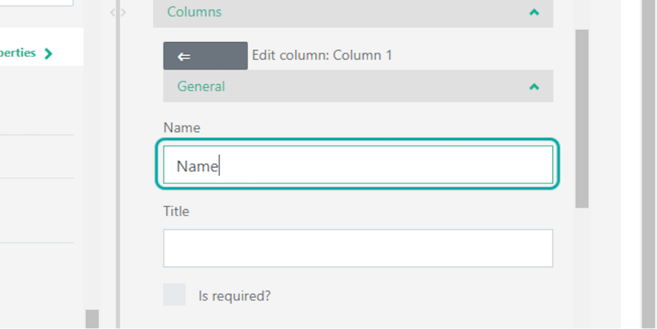 In the "Name" field, fill in what you want the column header to be