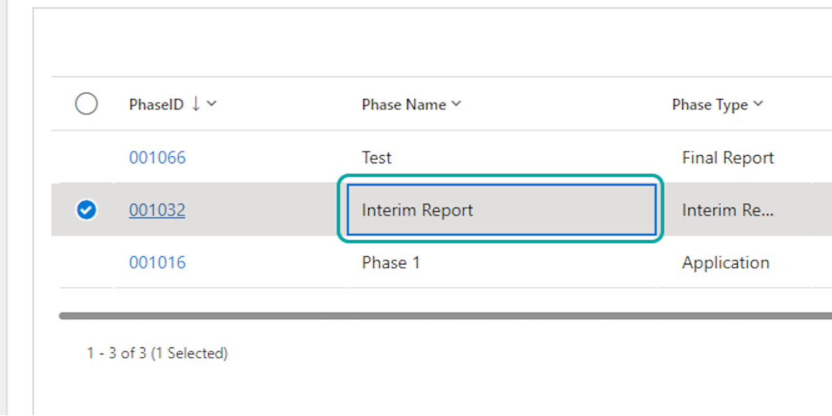 Click on Interim Report (or final report, if that is the one you choose to modify) 