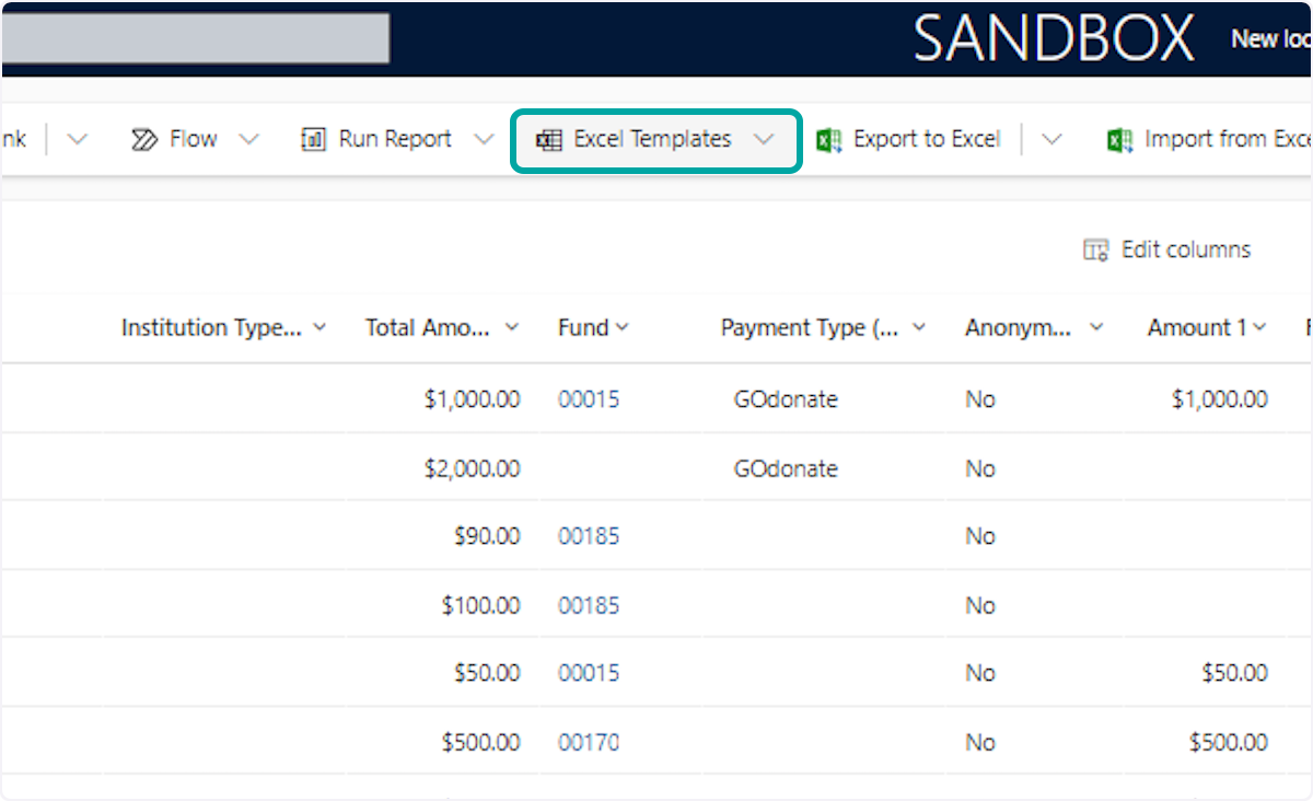 Click on Excel Templates