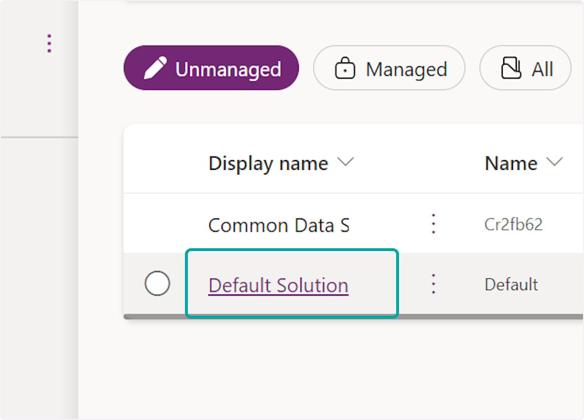 Click on Default Solution