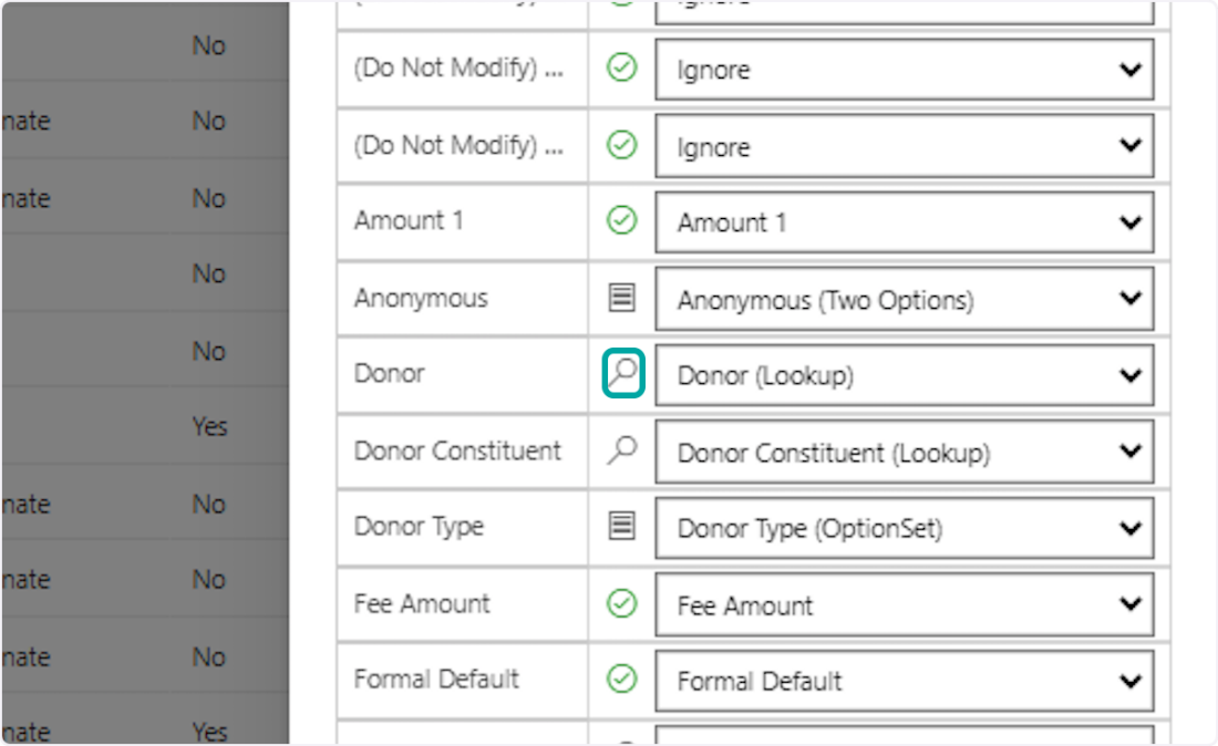 For each of the "Lookup" fields, click on the magnifying glass to double check where your information is mapping to